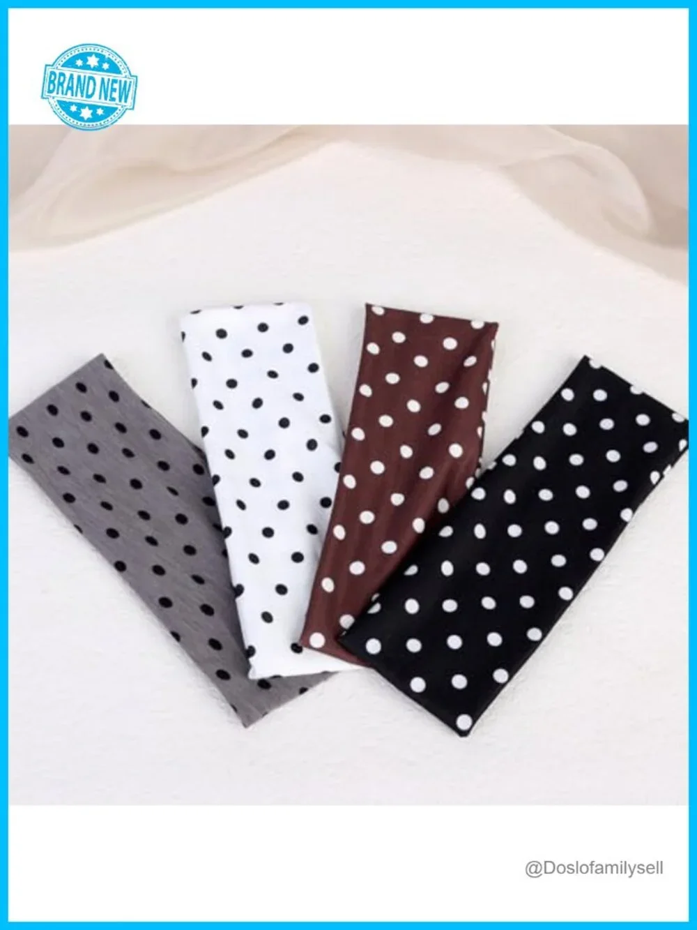 Polka Dot Stretchy Fabric Headbands Set with Claw Clips - 6 Pack Hair